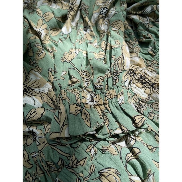 Easel green floral print Dolman off shoulder blouse size Medium - Picture 5 of 9